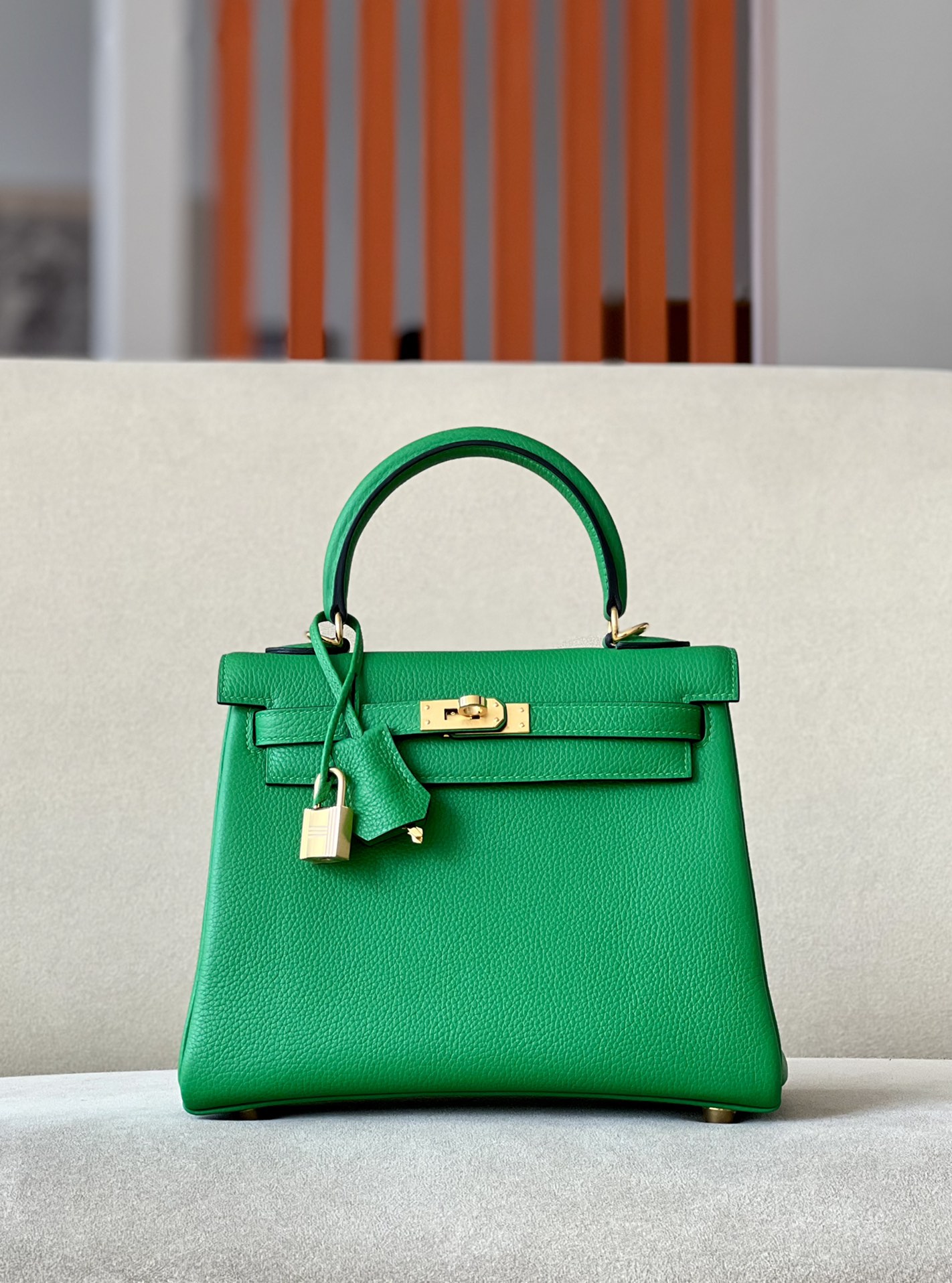 Hermes Kelly 25cm Handbag Shoulder Bag in Green Togo Leather